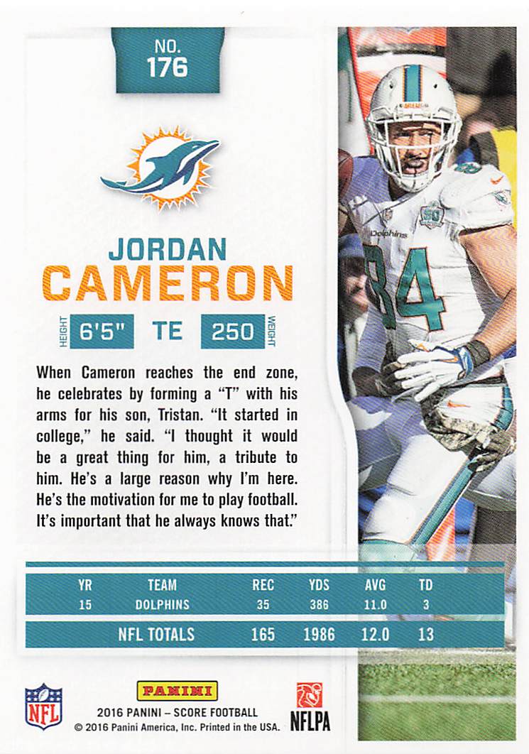 2016 Score Football Jordan Cameron #176