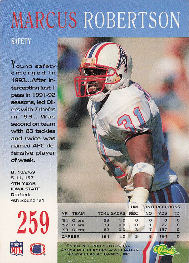 1994 Pro Line Live Football Marcus Robertson #259