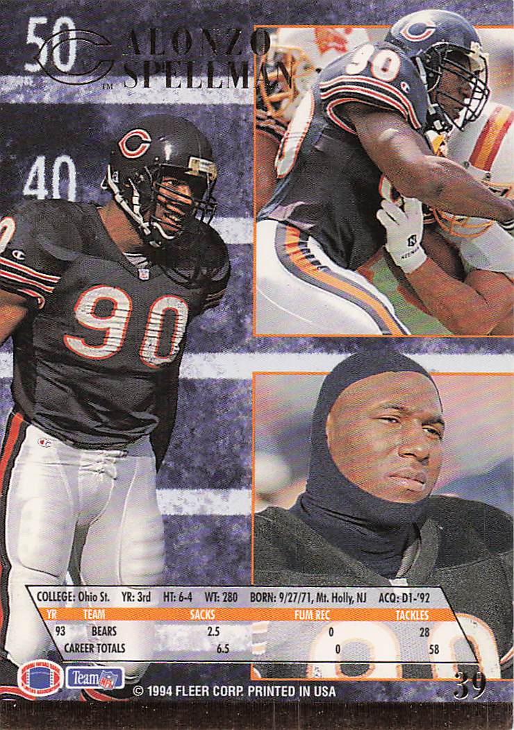 1994 Ultra Football Alonzo Spellman #39