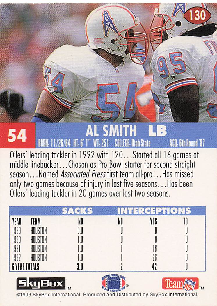 1993 SkyBox Impact Football Al Smith #130