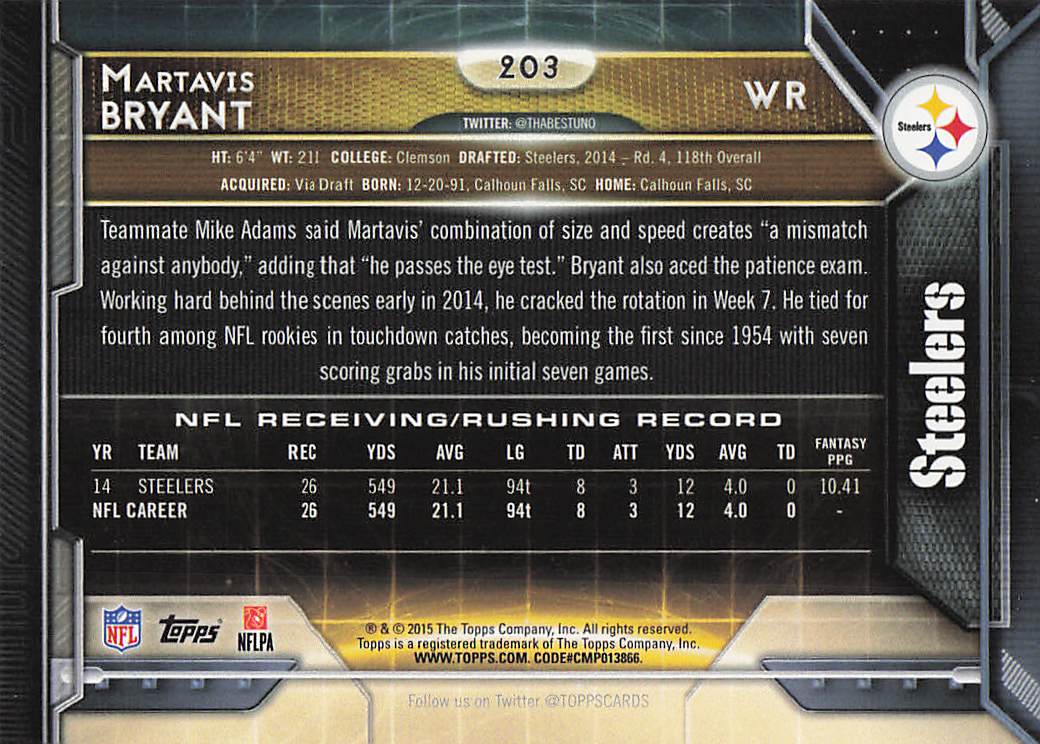2015 Topps Football Martavis Bryant #203