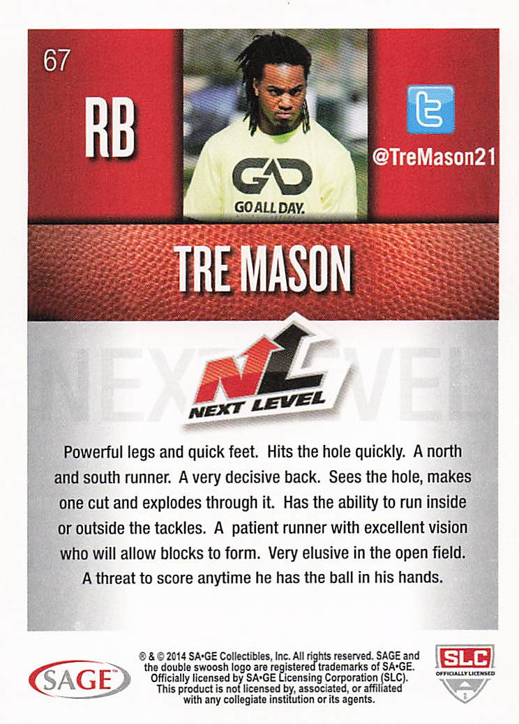 2014 SAGE HIT Football Tre Mason #67