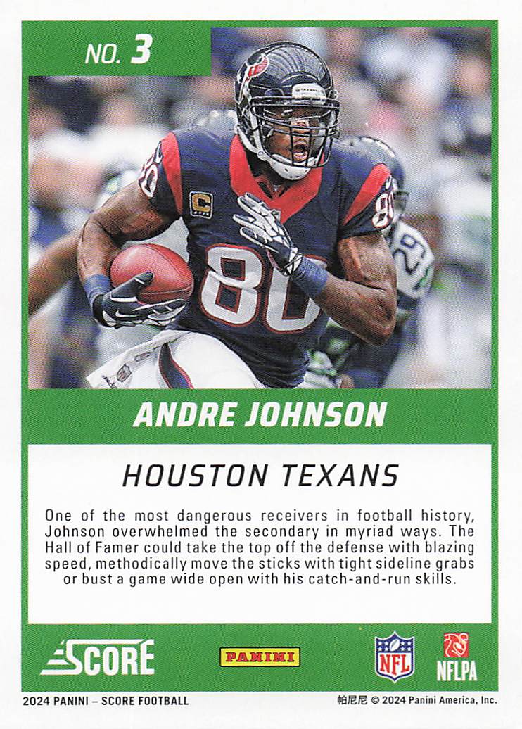 2024 Score Football First Ballot Purple Andre Johnson #3