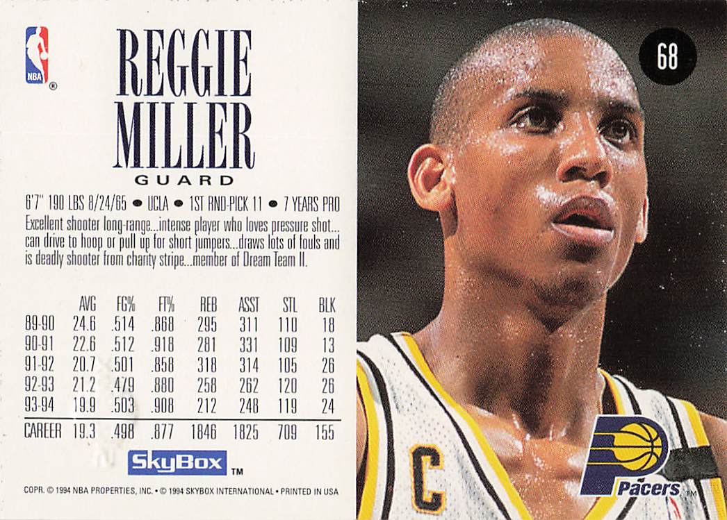 1994-95 SkyBox Premium Basketball Reggie Miller #68