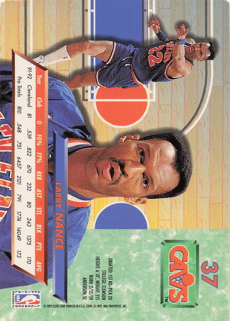 1992-93 Ultra Basketball Larry Nance #37