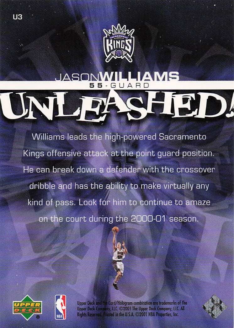 2000-01 Upper Deck Basketball Unleashed Jason Williams #U3