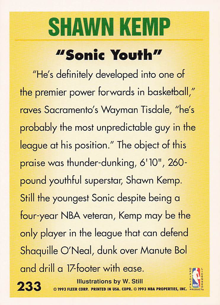 1993-94 Fleer Basketball Shawn Kemp #233