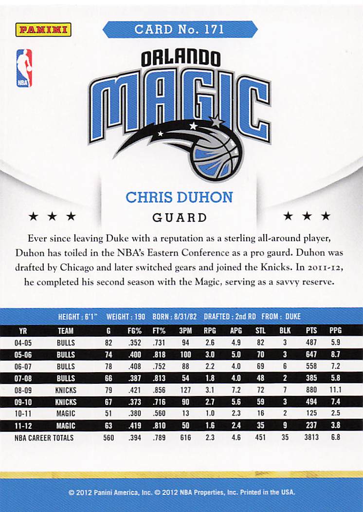 2012-13 Hoops Basketball Chris Duhon #171