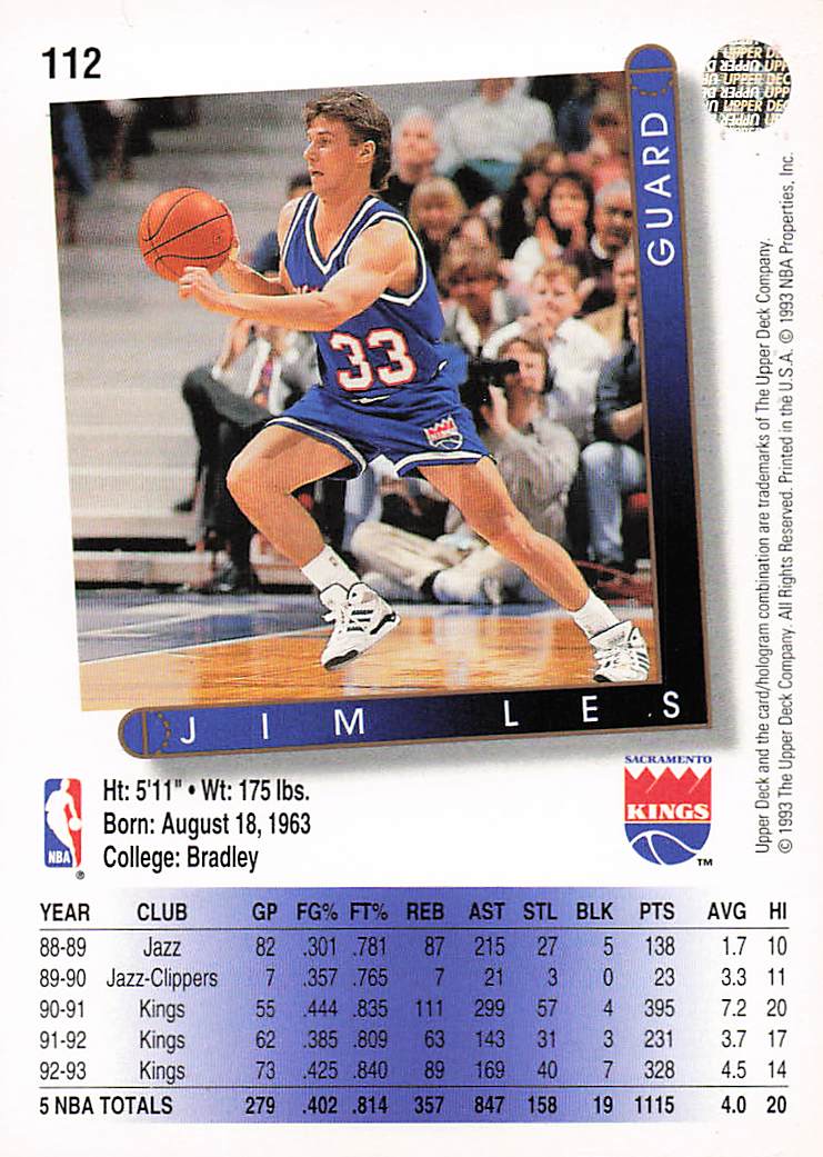 1993-94 Upper Deck Basketball Jim Les #112