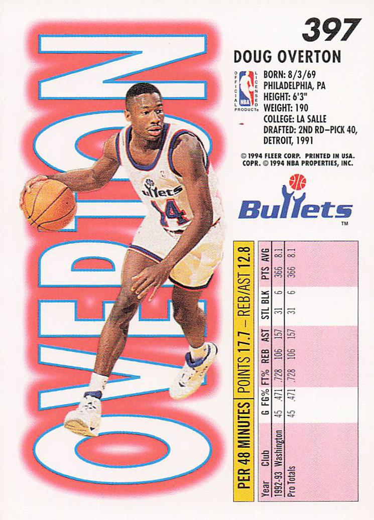 1993-94 Fleer Basketball Doug Overton #397