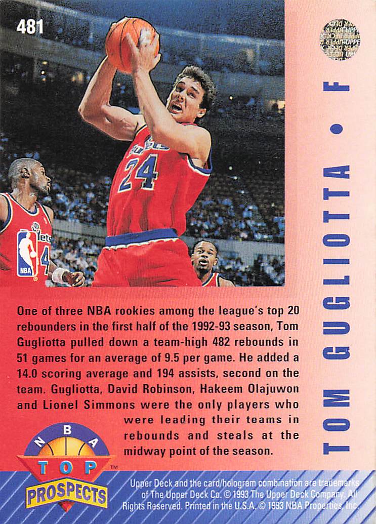 1992-93 Upper Deck Basketball Tom Gugliotta #481