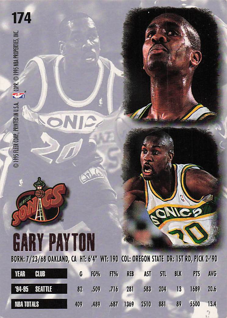 1995-96 Ultra Basketball Gary Payton #174