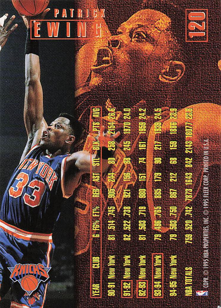 1995-96 Fleer Basketball Patrick Ewing #120