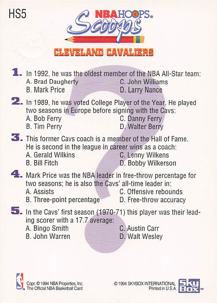 1993-94 Hoops Basketball Scoops Larry Nance #HS5