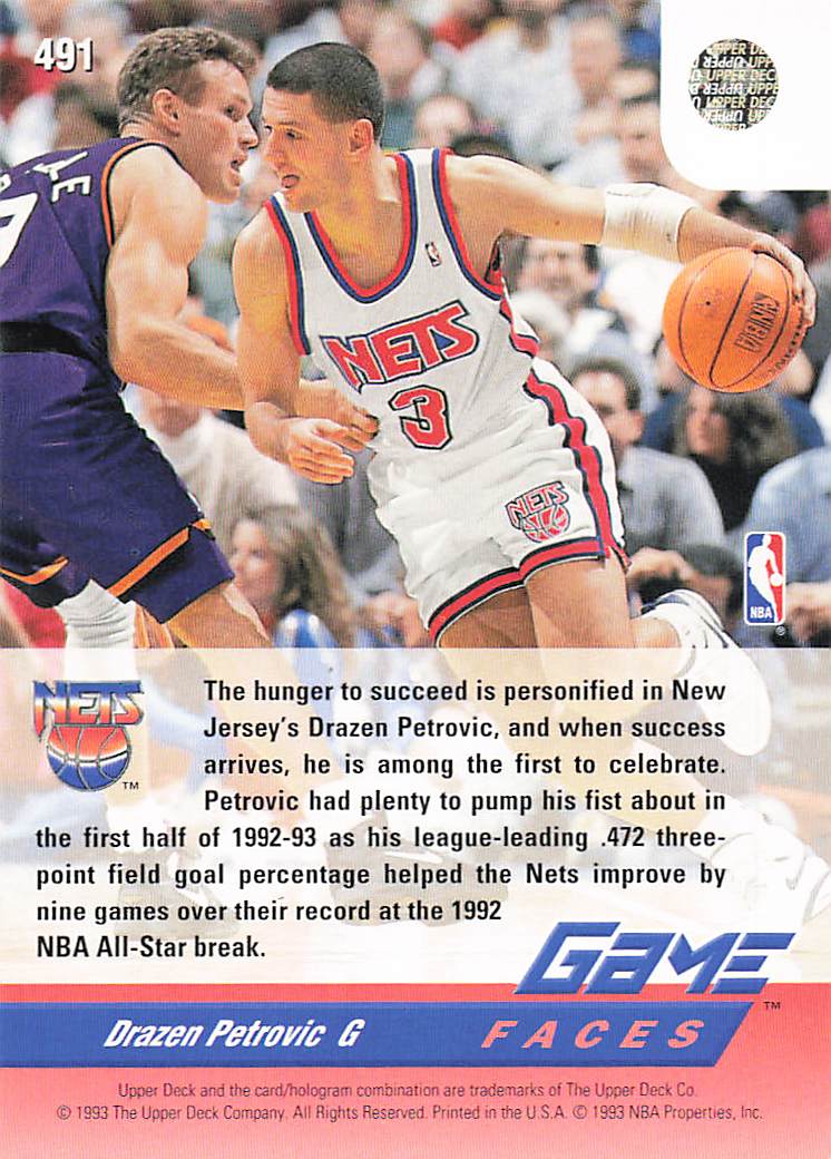 1992-93 Upper Deck Basketball Drazen Petrovic #491