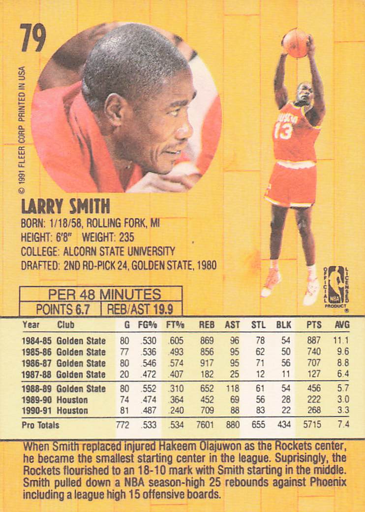 1991-92 Fleer Basketball Larry Smith #79