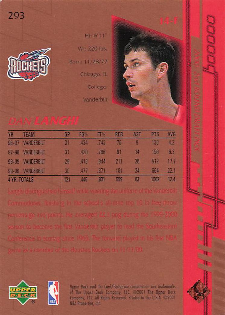 2000-01 Upper Deck Basketball Dan Langhi #293