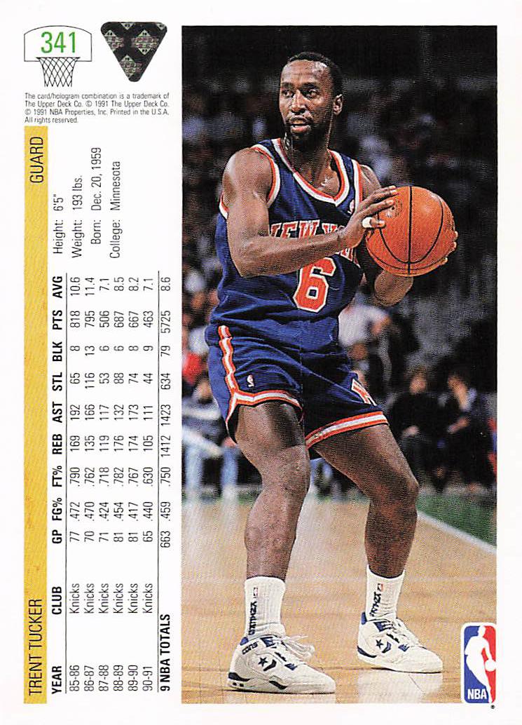 1991-92 Upper Deck Basketball Trent Tucker #341b