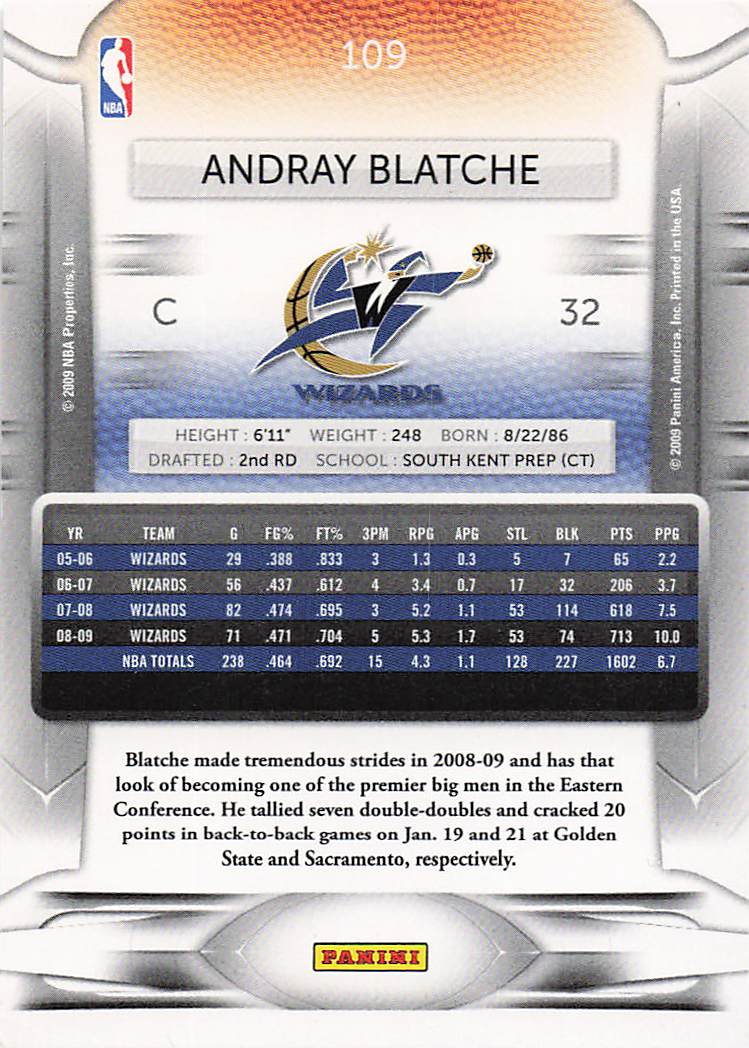 2009-10 Panini Prestige Basketball Andray Blatche #109