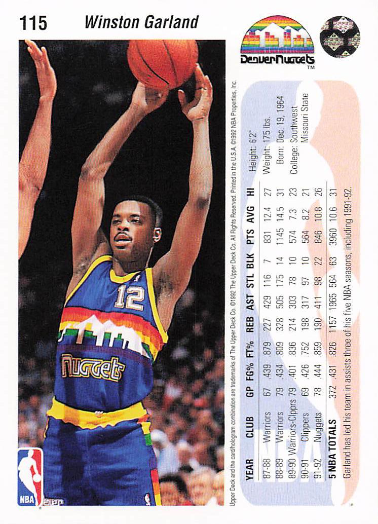 1992-93 Upper Deck Basketball Winston Garland #115