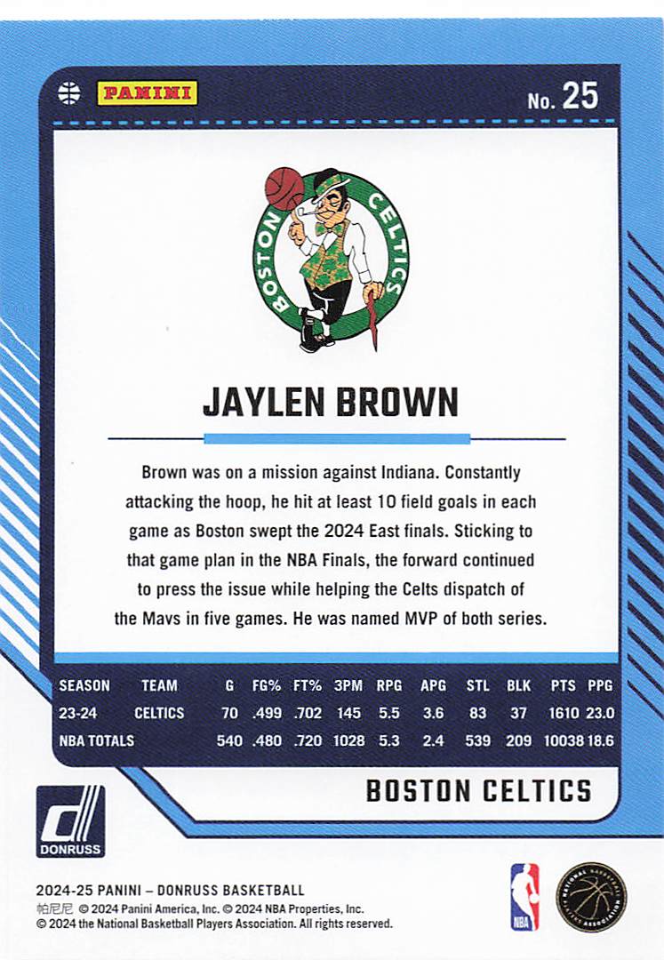 2024-25 Donruss Basketball Winter Jaylen Brown #25