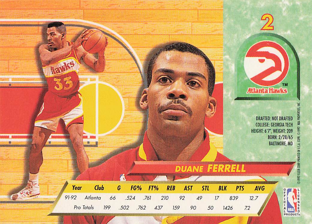 1992-93 Ultra Basketball Duane Ferrell #2