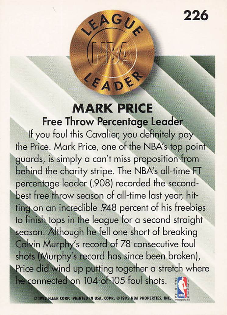 1993-94 Fleer Basketball Mark Price #226