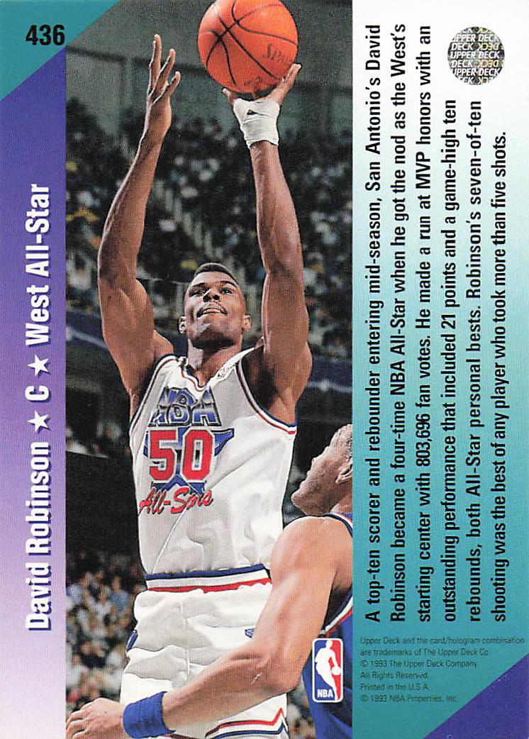 1992-93 Upper Deck Basketball David Robinson #436