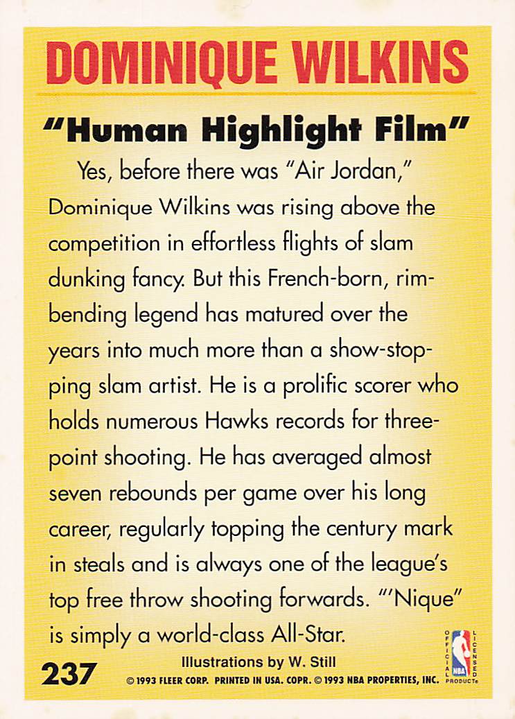 1993-94 Fleer Basketball Dominique Wilkins #237