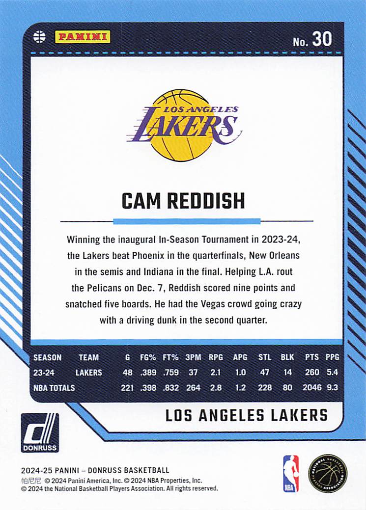 2024-25 Donruss Basketball Cam Reddish #30