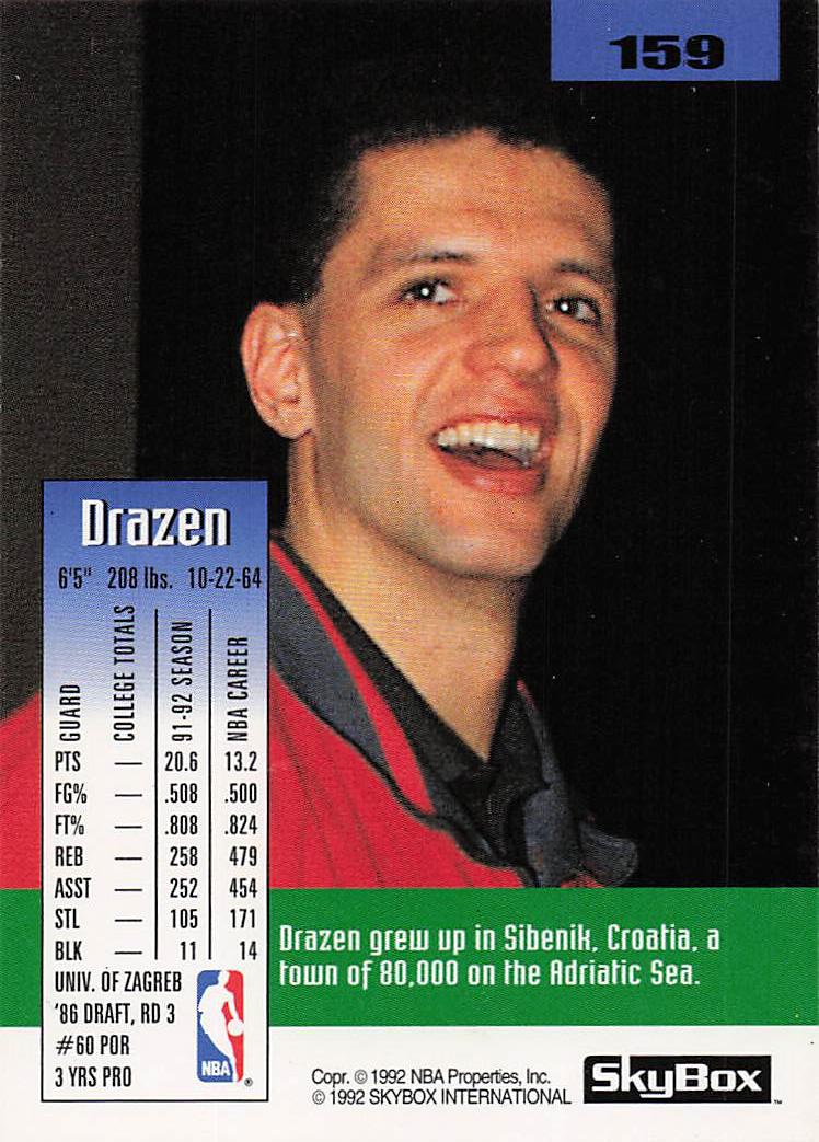 1992-93 SkyBox Basketball Drazen Petrovic #159