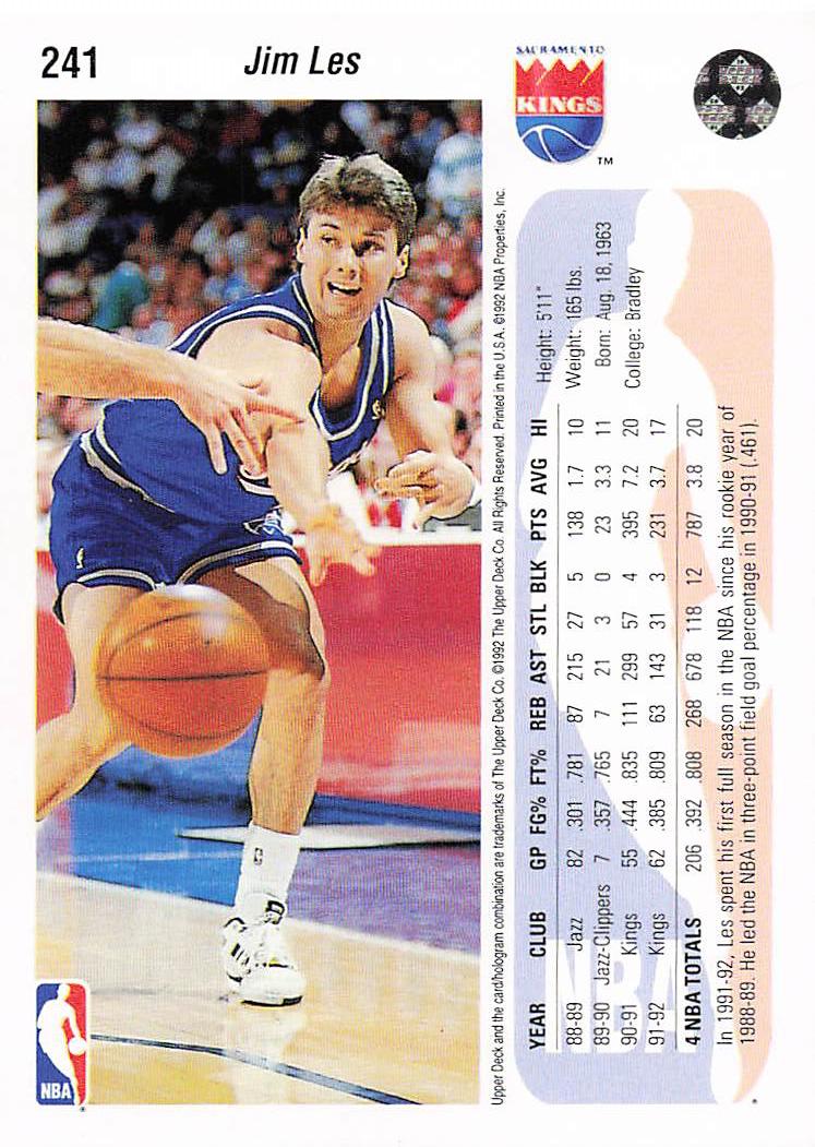 1992-93 Upper Deck Basketball Jim Les #241