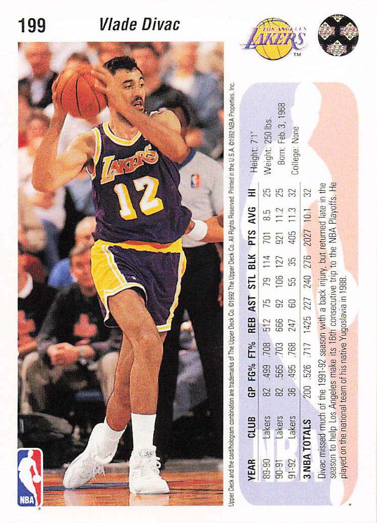 1992-93 Upper Deck Basketball Vlade Divac #199