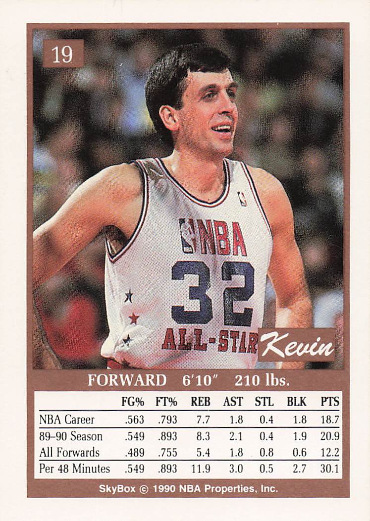 1990-91 SkyBox Basketball Kevin McHale #19