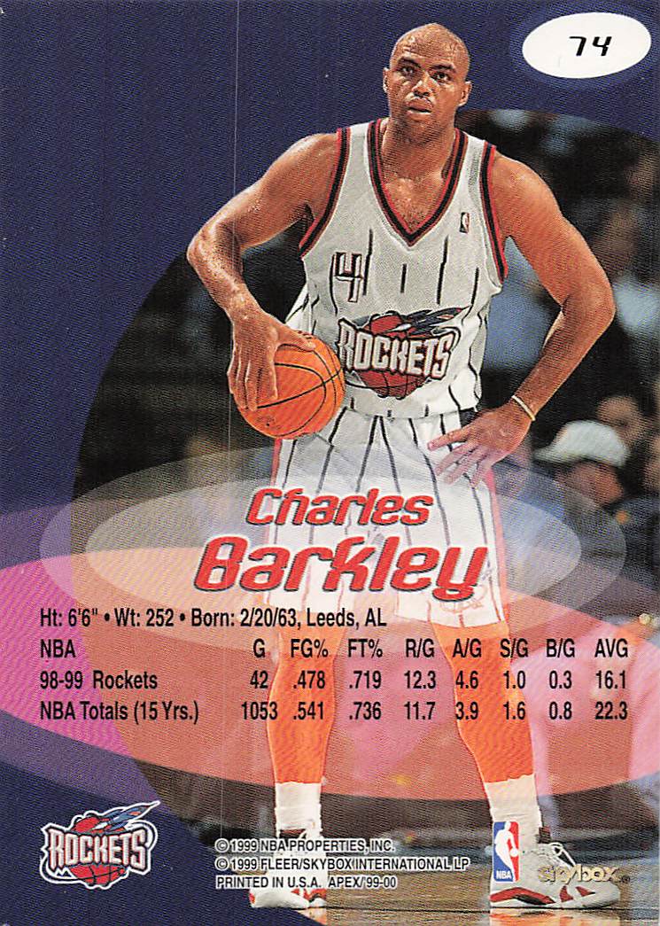 1999-00 SkyBox Apex Basketball Charles Barkley #74