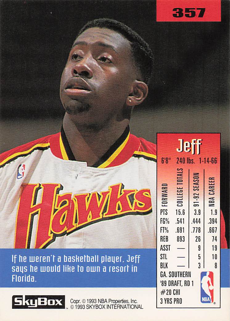 1992-93 SkyBox Basketball Jeff Sanders #357