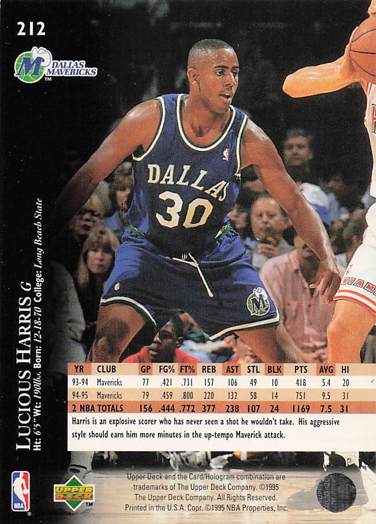 1995-96 Upper Deck Basketball Lucious Harris #212