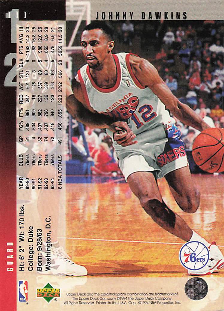 1994-95 Upper Deck Basketball Johnny Dawkins #111