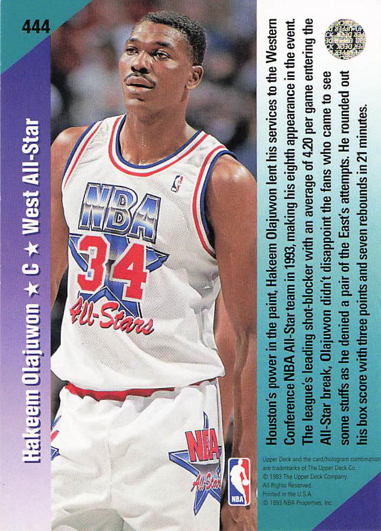 1992-93 Upper Deck Basketball Hakeem Olajuwon #444