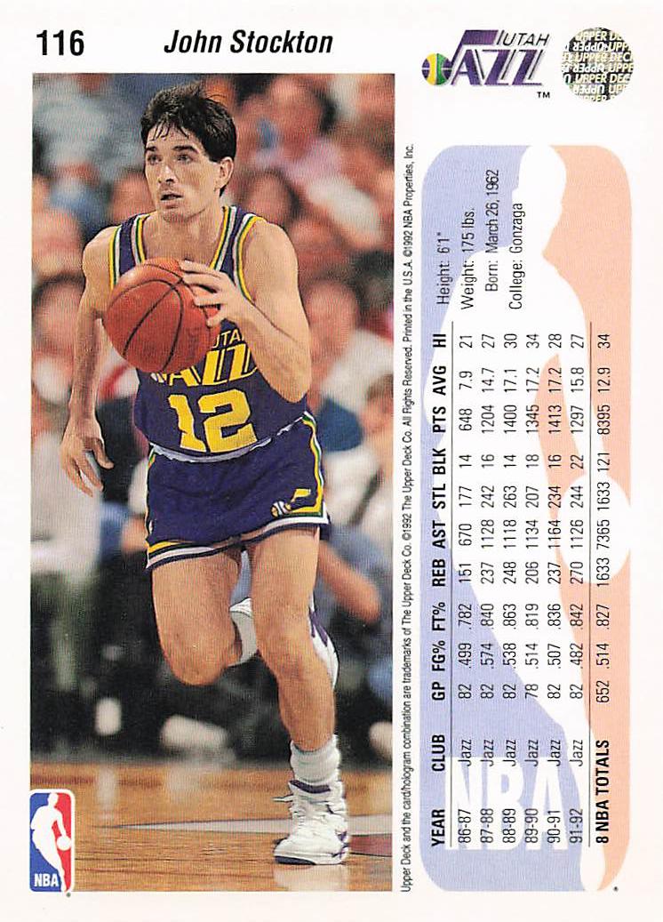 1992-93 Upper Deck Basketball John Stockton #116