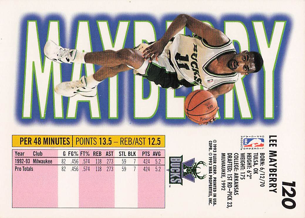 1993-94 Fleer Basketball Lee Mayberry #120