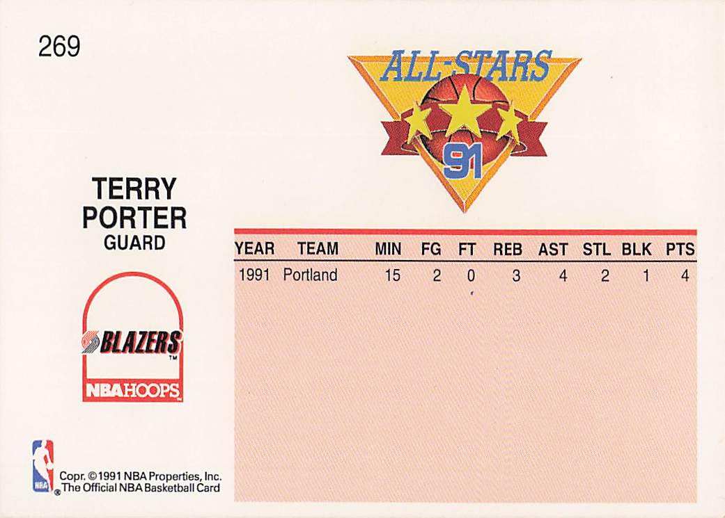 1991-92 Hoops Basketball Terry Porter #269