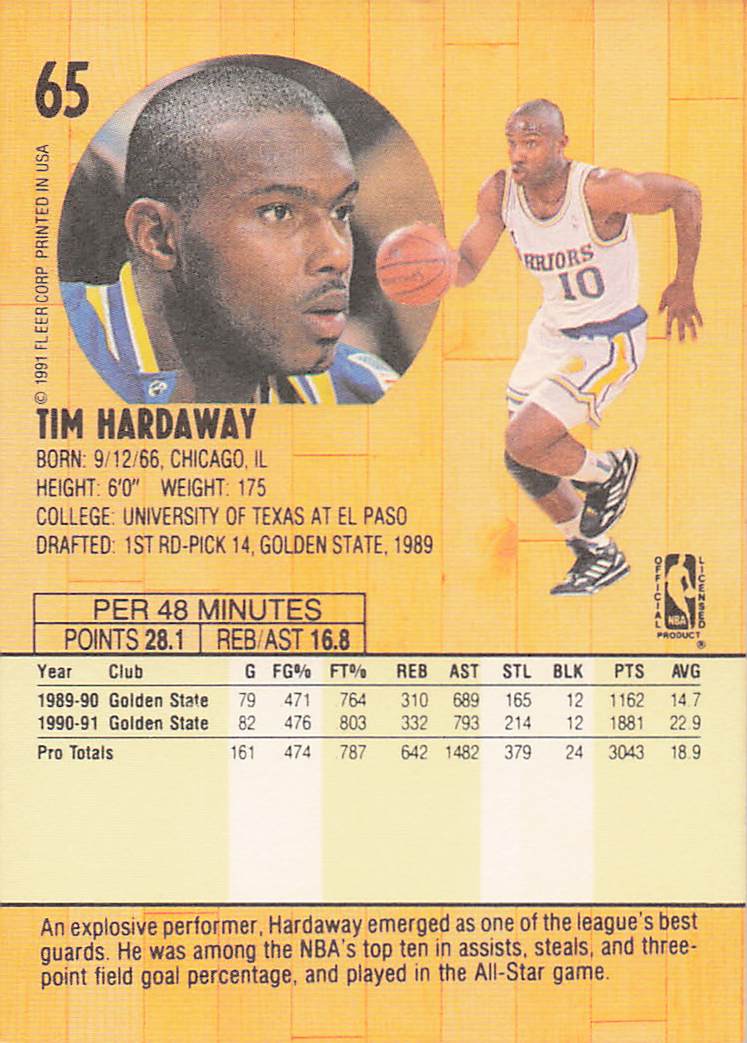 1991-92 Fleer Basketball Tim Hardaway #65