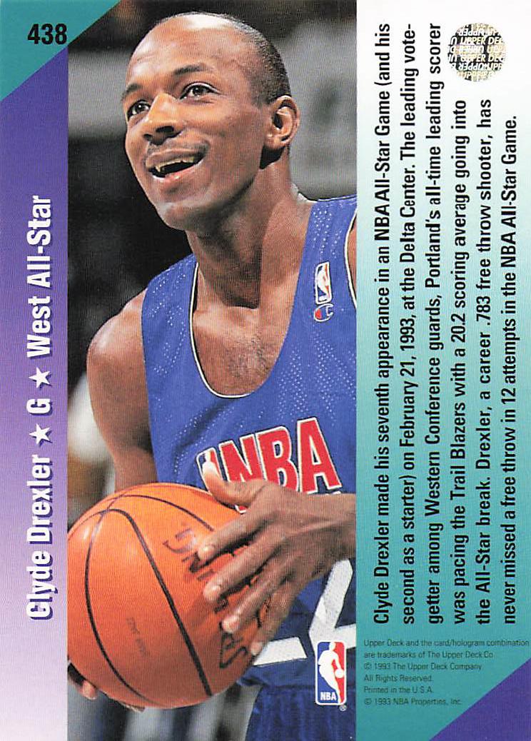 1992-93 Upper Deck Basketball Clyde Drexler #438