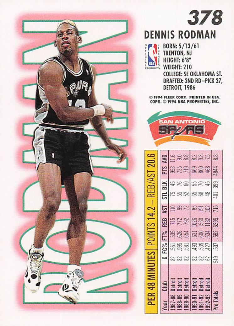 1993-94 Fleer Basketball Dennis Rodman #378