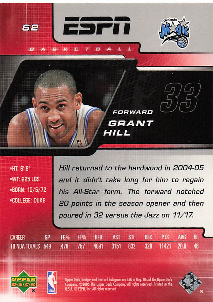2005-06 Upper Deck ESPN Basketball Grant Hill #62