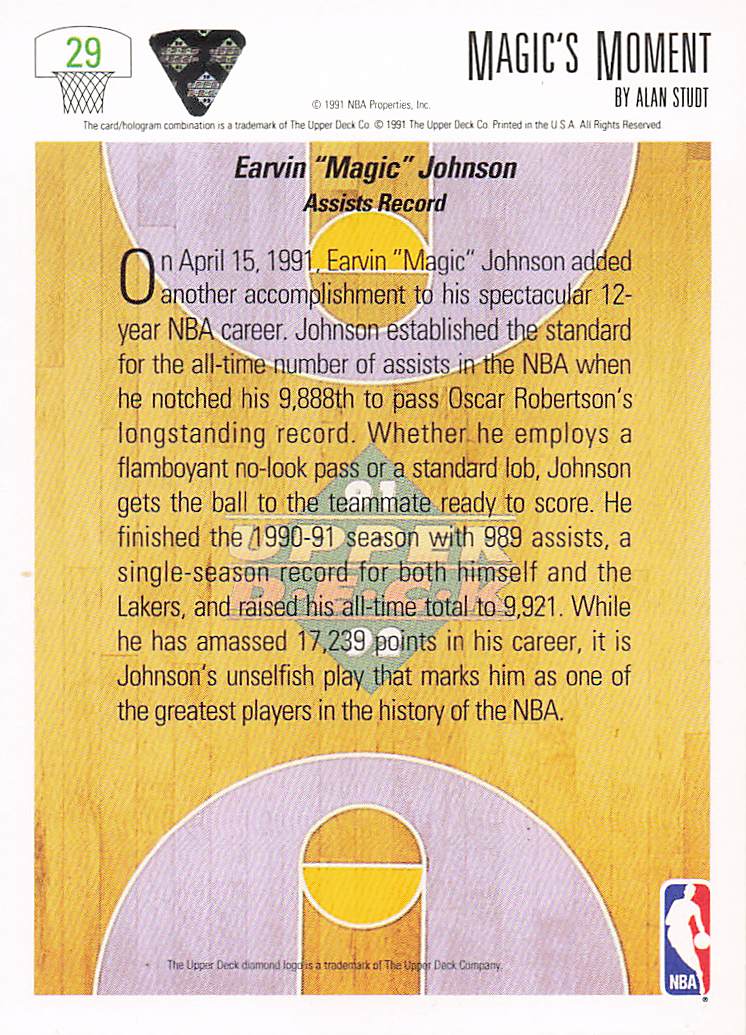 1991-92 Upper Deck Basketball Magic's Moment #29b