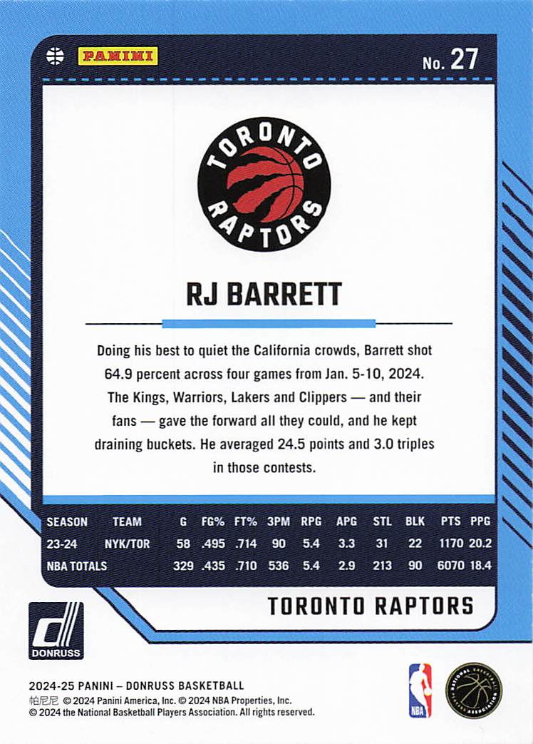 2024-25 Donruss Basketball RJ Barrett #27