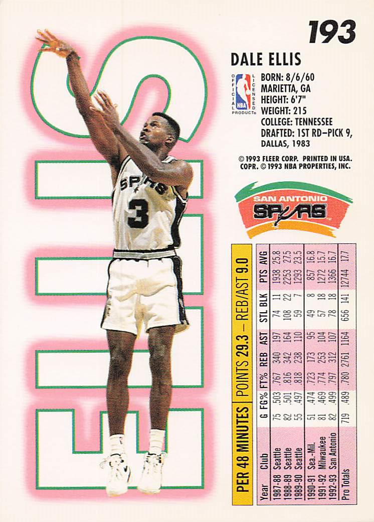 1993-94 Fleer Basketball Dale Ellis #193