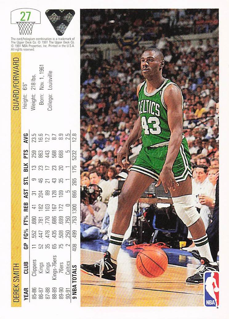 1991-92 Upper Deck Basketball Derek Smith #27b